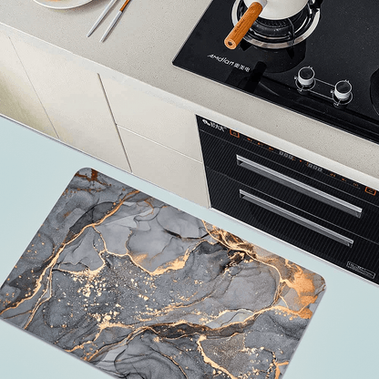 Covor Baie Universal, Spumă Silicon & Diatom, Absorbant, Antiderapant, 40×60 cm, Gri cu Auriu