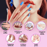 Freză unghii profesională wireless, 20.000 RPM, LED, 11 capete, 6 benzi, roz mov