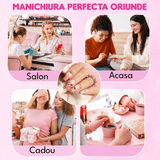 Freză unghii profesională wireless, 20.000 RPM, LED, 11 capete, 6 benzi, roz mov