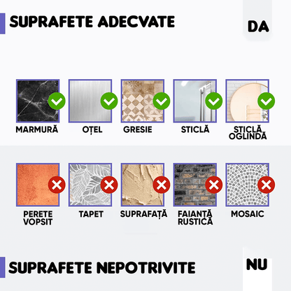 Set 2 Dispozitive Adezive pentru Duș, Fără Găurire, Suport Săpun, Rafturi Depozitare, Transparent