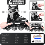 Role Reglabile M 32-35, Roți Luminoase Silicon, Rulmenți ABEC-7, Gri