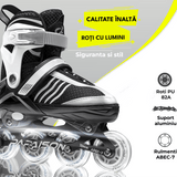 Role Reglabile M 32-35, Roți Luminoase Silicon, Rulmenți ABEC-7, Gri