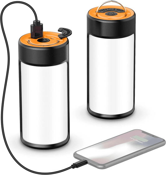 Lanterna LED Reincarcabila 800LM, cu Power Bank, Acumulator 1790mAh – Felinar Portabil Camping, Pescuit,  Lanterna Tactica Puternica, IPX4, Set 2,  Negru/Orange