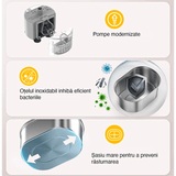 Dispenser Apă Automat pentru Pisici și Câini, 3.2L, Oțel Inoxidabil, Filtrare Activă, Silentios, Argintiu