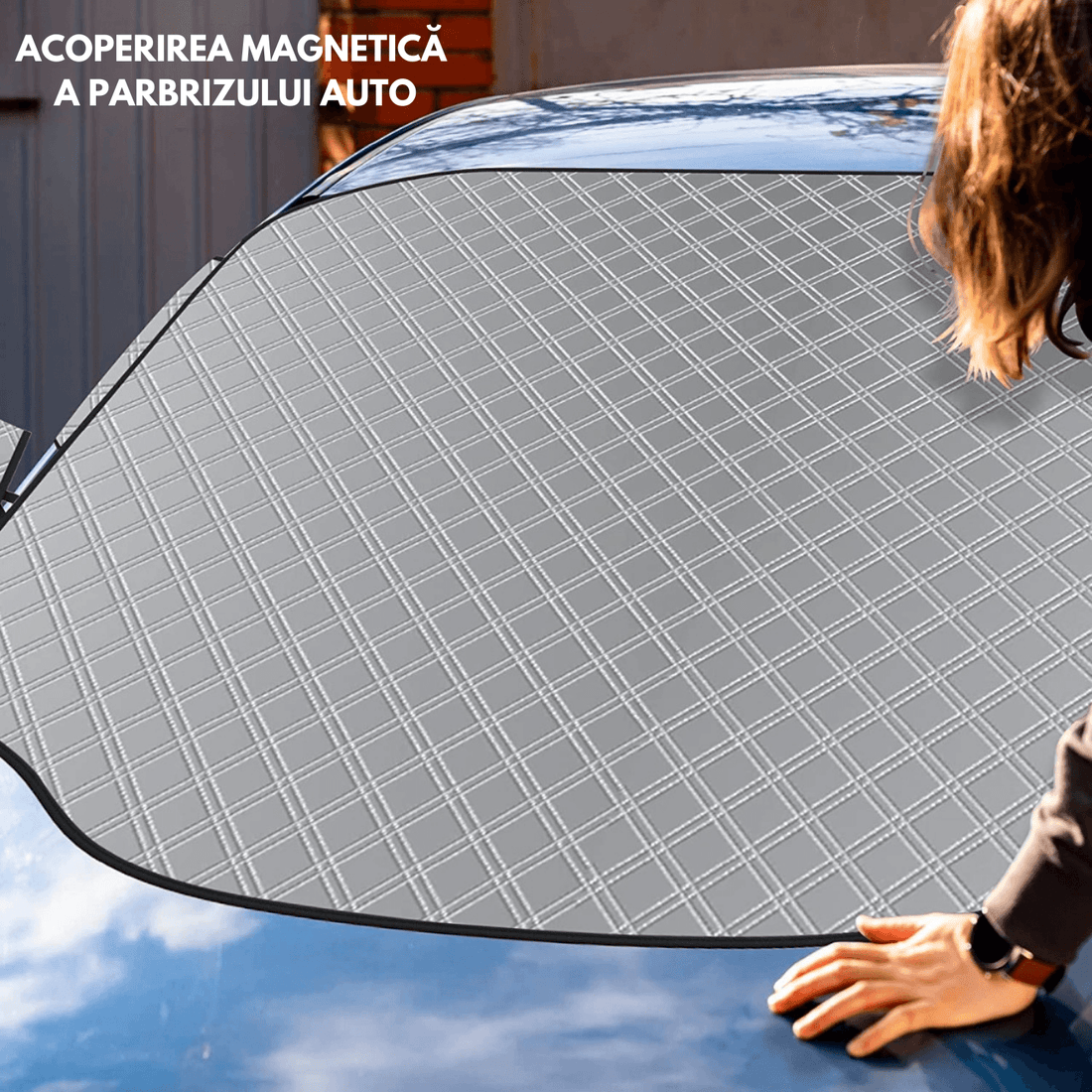 Parasolar pentru Parbriz și Oglinzi, Anti-Igheț, cu 5 Magneți și Bandă Reflectorizantă, Material cu 4 Straturi, Universal, 183 x 116 cm