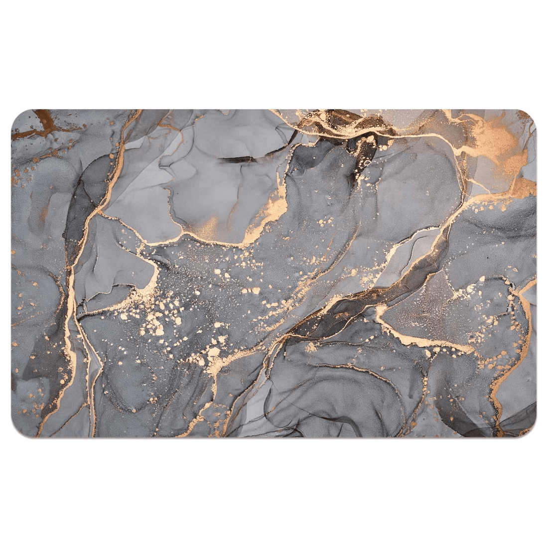 Covor Baie Universal, Spumă Silicon & Diatom, Absorbant, Antiderapant, 50×80 cm, Gri cu Auriu