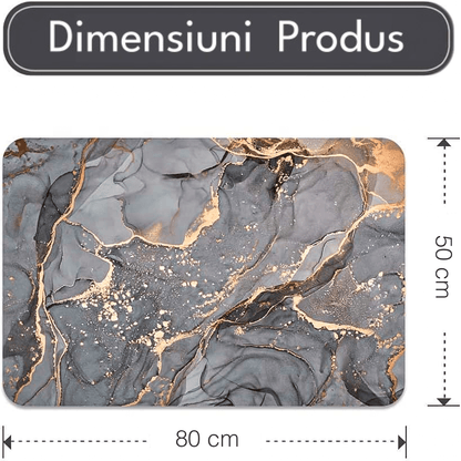 Covor Baie Universal, Spumă Silicon & Diatom, Absorbant, Antiderapant, 50×80 cm, Gri cu Auriu