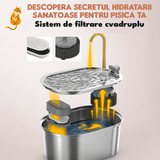 Dispenser Apă Automat pentru Pisici și Câini, 3.2L, Oțel Inoxidabil, Filtrare Activă, Silentios, Argintiu