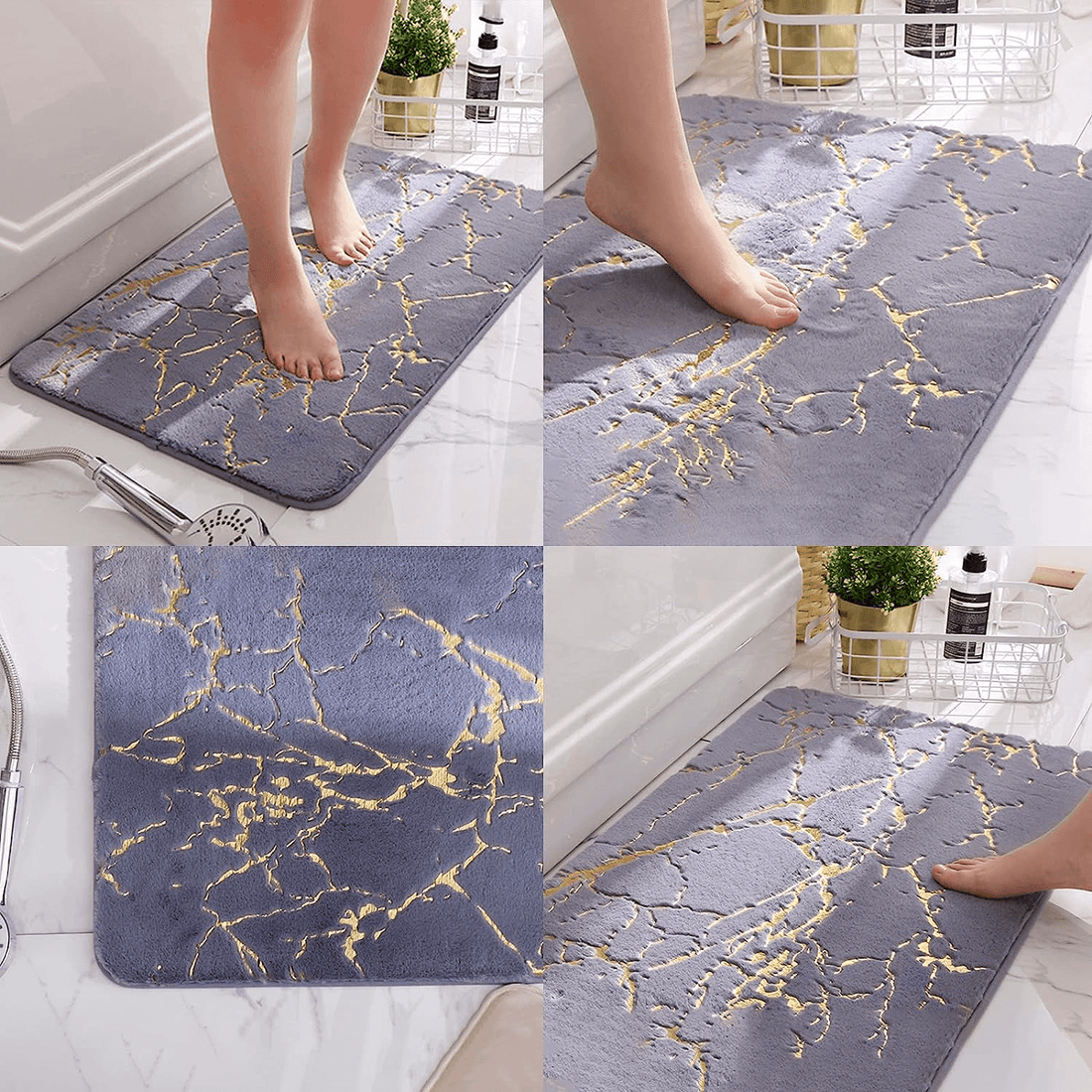 Covor Baie Universal, Microfibră, Absorbant, Antiderapant, Plus, 40×60 cm, Gri