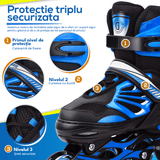 Role Reglabile S 27-32, Roți Luminoase Silicon, Rulmenți ABEC-7, Albastru