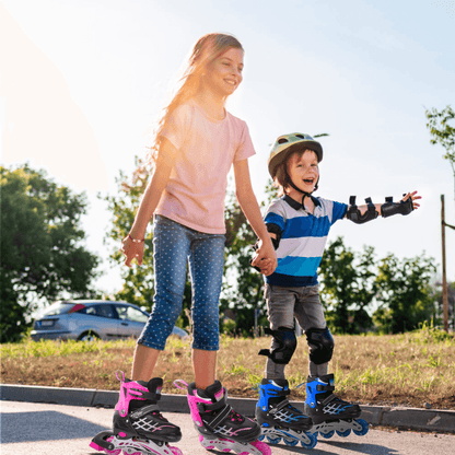 Role Reglabile S 27-32, Roți Luminoase Silicon, Rulmenți ABEC-7, Albastru