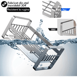 Suport Burete Vase Multifuncțional, Oțel Inoxidabil, cu Tava de Scurgere Detașabilă, Organizator pentru Lavete, Argintiu