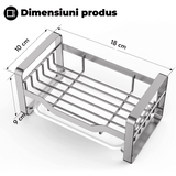 Suport Burete Vase Multifuncțional, Oțel Inoxidabil, cu Tava de Scurgere Detașabilă, Organizator pentru Lavete, Argintiu
