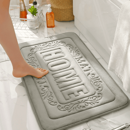 Covor Baie Universal, Spumă cu Memorie, Absorbant și Antiderapant, Memory Foam, 65×45 cm, Model HOME, Gri