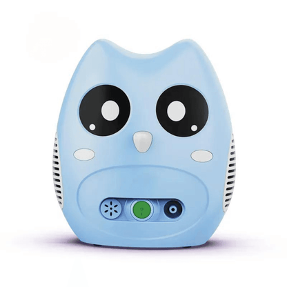Aparat aerosoli inhalator Blue Owl, nebulizator cu compresor, 0.2ml/min, măști copii și adulți, accesorii incluse