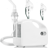 Aparat aerosoli inhalator, nebulizator cu compresor, 0.2ml/min, măști copii și adulți, alb
