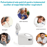 Aparat aerosoli inhalator, nebulizator cu compresor, 0.2ml/min, măști copii și adulți, alb
