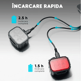 Set Lumini Bicicletă 6 LED-uri, Far Față/Spate, USB Reîncărcabil 1100mAh, 4 Moduri, IPX65, Alb/Roșu