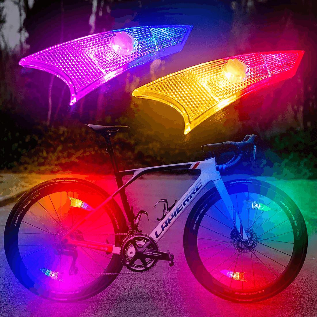 Lumina LED Spite Bicicletă: Strălucitoare, rezistentă la apă IPX5, multicoloră, cu baterii incluse
