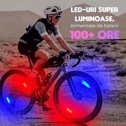 Lumina LED Spite Bicicletă: Strălucitoare, rezistentă la apă IPX5, multicoloră, cu baterii incluse