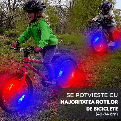 Lumina LED Spite Bicicletă: Strălucitoare, rezistentă la apă IPX5, multicoloră, cu baterii incluse
