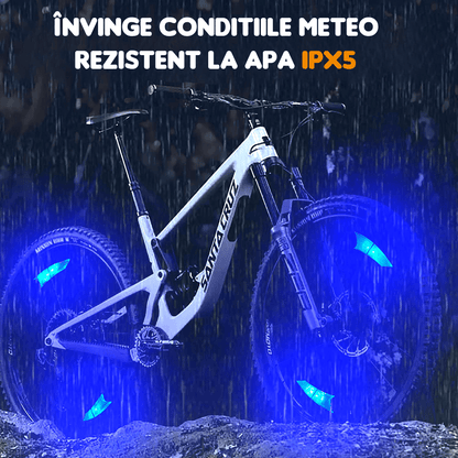 Lumina LED Spite Bicicletă: Strălucitoare, rezistentă la apă IPX5, multicoloră, cu baterii incluse