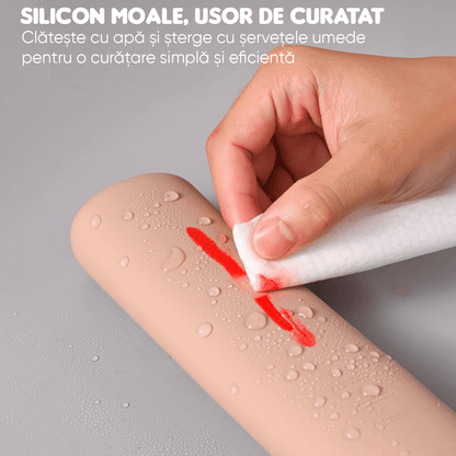 Organizator pensule machiaj pentru calatorii, din silicon anti-cadere, inchidere cu magnet, portabil, elegant, portfard pentru cosmetice, 21x6x4 cm, Bej