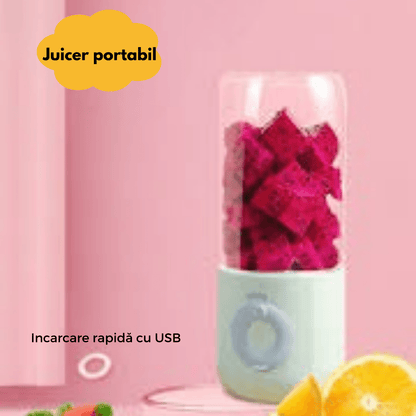 Mini Blender Electric Elindor, Portabil, 500ml, Auto-curățare, Baterie Reîncărcabilă 2000mAh, 4 Lame, 15.000rpm, Verde