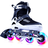 Role Reglabile S 28-32, Roți Luminoase Silicon, Rulmenți ABEC-7, Negru/Alb