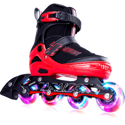 Role Reglabile S 28-32, Roți Luminoase Silicon, Rulmenți ABEC-7, Roșu