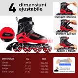 Role Reglabile S 28-32, Roți Luminoase Silicon, Rulmenți ABEC-7, Roșu