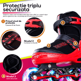 Role Reglabile L 37-40, Roți Luminoase Silicon, Rulmenți ABEC-7, Roșu