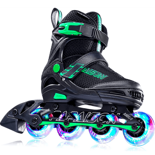 Role Reglabile L 37-40, Roți Luminoase Silicon, Rulmenți ABEC-7, Verde