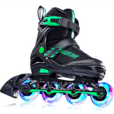 Role Reglabile S 28-32, Roți Luminoase Silicon, Rulmenți ABEC-7, Verde