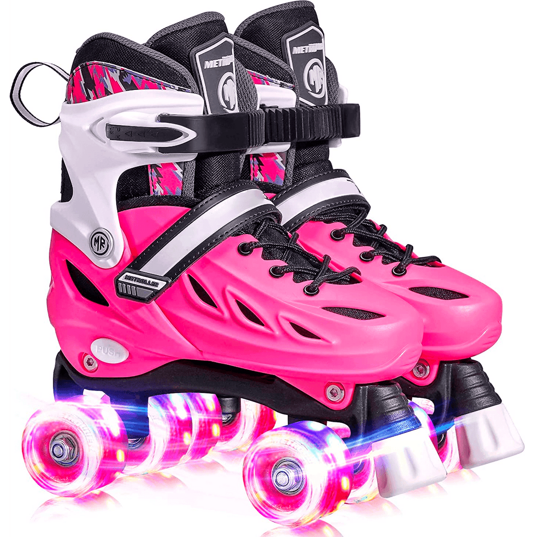 Role Reglabile S 28-32, Roți Luminoase Silicon, Rulmenți ABEC-7, Roz