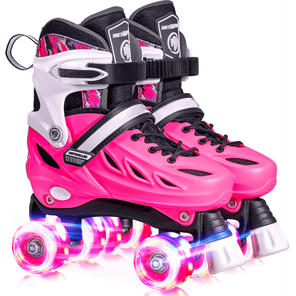 Role Reglabile S 28-32, Roți Luminoase Silicon, Rulmenți ABEC-7, Roz