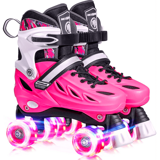 Role Reglabile S 28-32, Roți Luminoase Silicon, Rulmenți ABEC-7, Roz