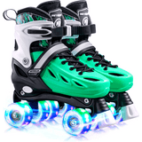 Role Reglabile M 33-36, Roți Luminoase Silicon, Rulmenți ABEC-7, Verde