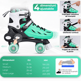 Role Reglabile L 37-40, Roți Luminoase Silicon, Rulmenți ABEC-7, Verde