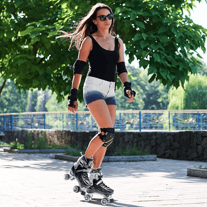 Role Reglabile S 28-32, Roți Luminoase Silicon, Rulmenți ABEC-7, Negru