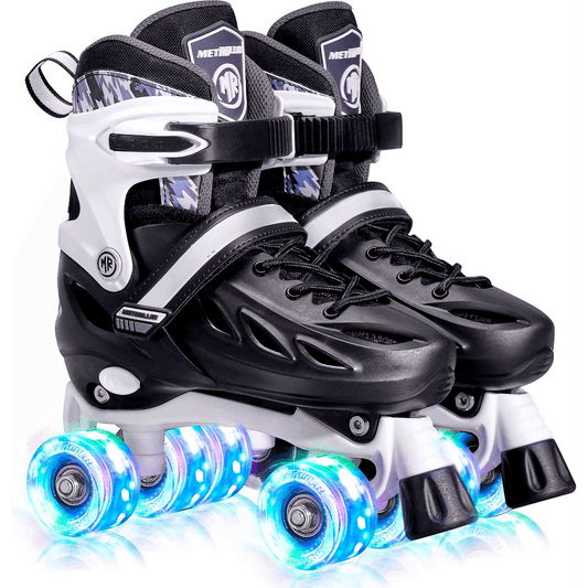 Role Reglabile L 37-40, Roți Luminoase Silicon, Rulmenți ABEC-7, Negru