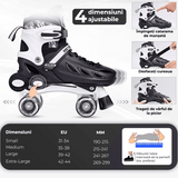 Role Reglabile L 37-40, Roți Luminoase Silicon, Rulmenți ABEC-7, Negru