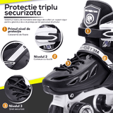 Role Reglabile M 33-36, Roți Luminoase Silicon, Rulmenți ABEC-7, Negru