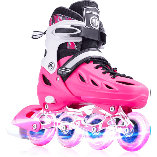 Role Reglabile M 33-36, Roți Luminoase Silicon, Rulmenți ABEC-7, Roz