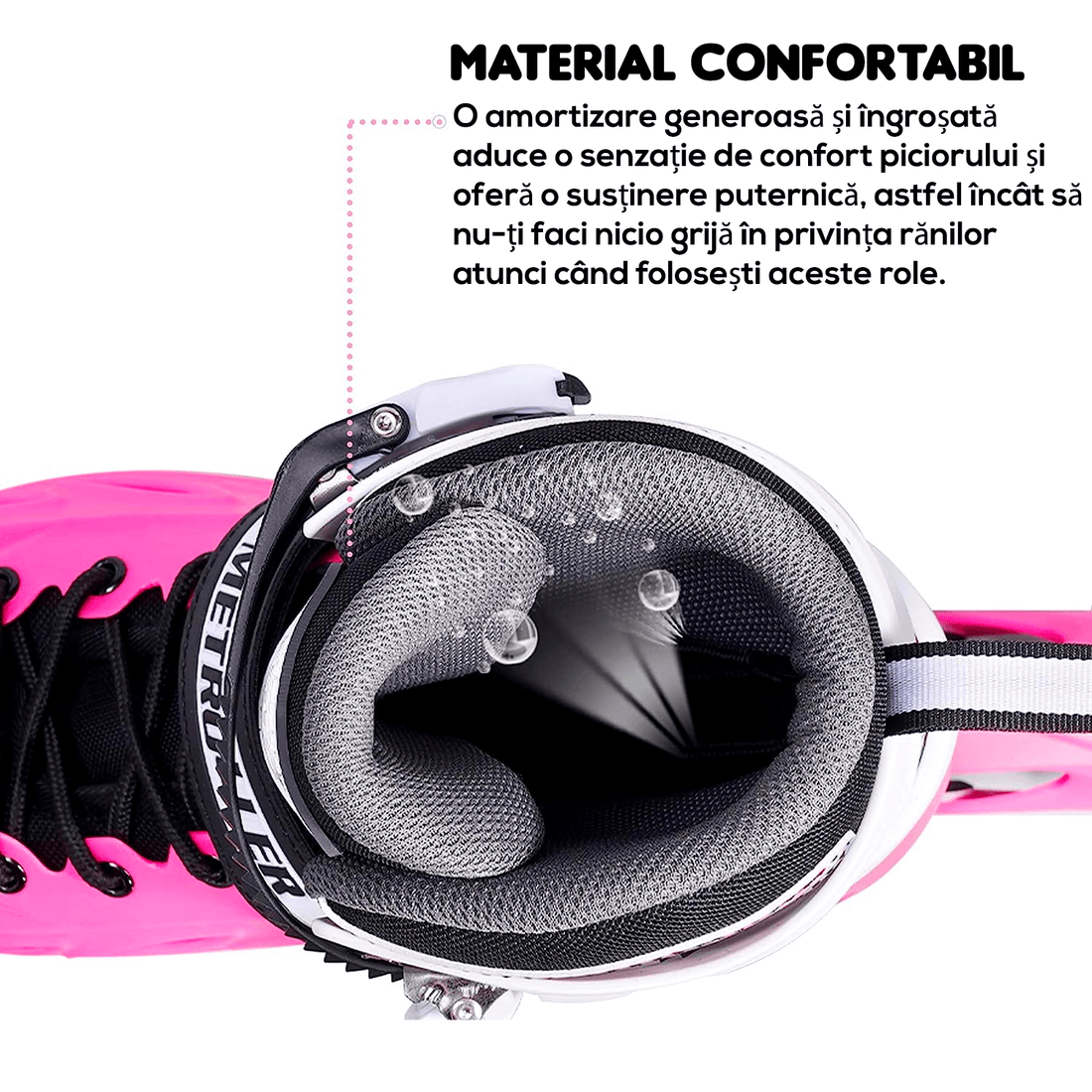 Role Reglabile S 29-32, Roți Luminoase Silicon, Rulmenți ABEC-7, Roz