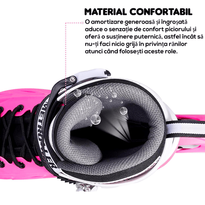 Role Reglabile S 29-32, Roți Luminoase Silicon, Rulmenți ABEC-7, Roz