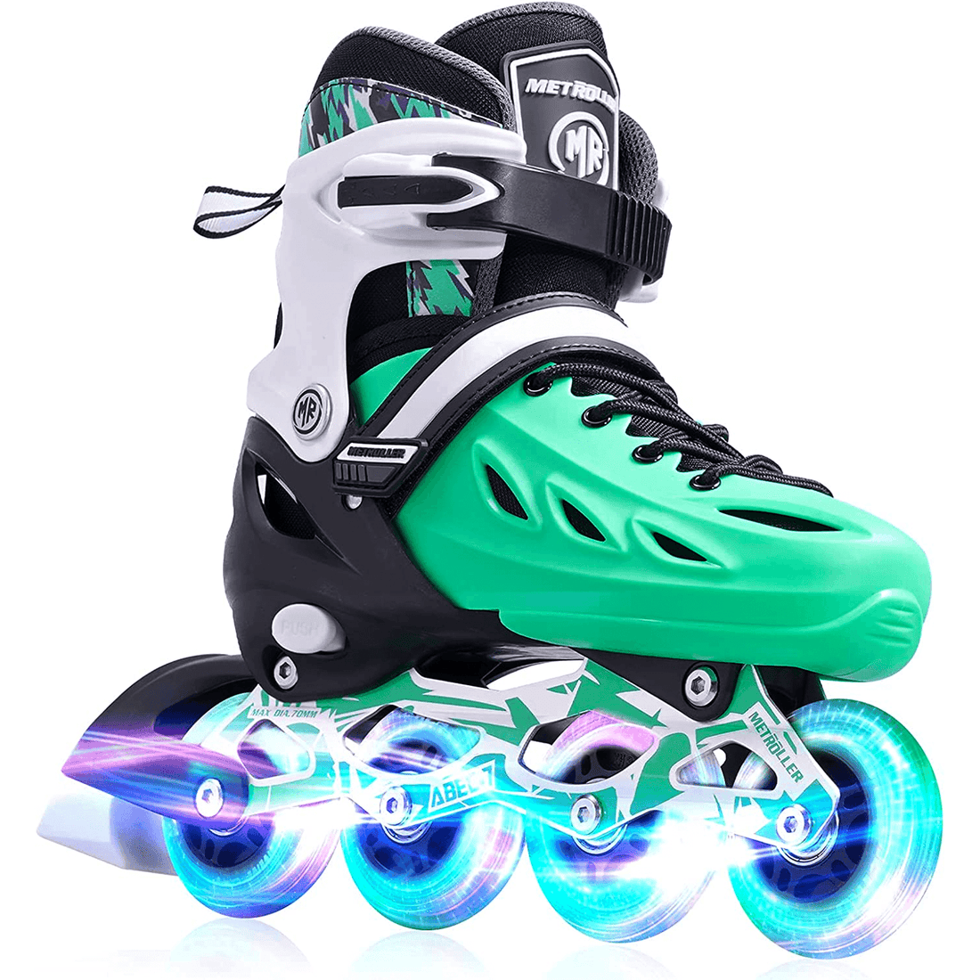 Role Reglabile S 29-32, Roți Luminoase Silicon, Rulmenți ABEC-7, Verde