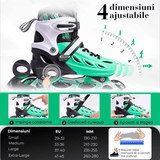 Role Reglabile S 29-32, Roți Luminoase Silicon, Rulmenți ABEC-7, Verde