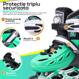 Role Reglabile S 29-32, Roți Luminoase Silicon, Rulmenți ABEC-7, Verde