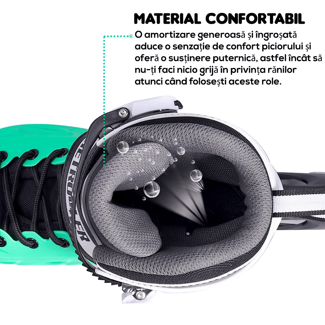 Role Reglabile S 29-32, Roți Luminoase Silicon, Rulmenți ABEC-7, Verde